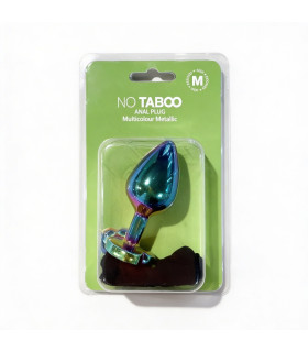 Анальная пробка NO TABOO, М, 86 г, с кристаллом в форме сердца, разноцветная, 8 х 3 см - No Taboo