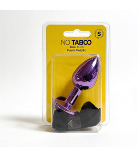 Анальная пробка NO TABOO, S, 50 г, металлическая, фиолетовая с фиолетовым камнем, 7 х 2.7 см - No Taboo