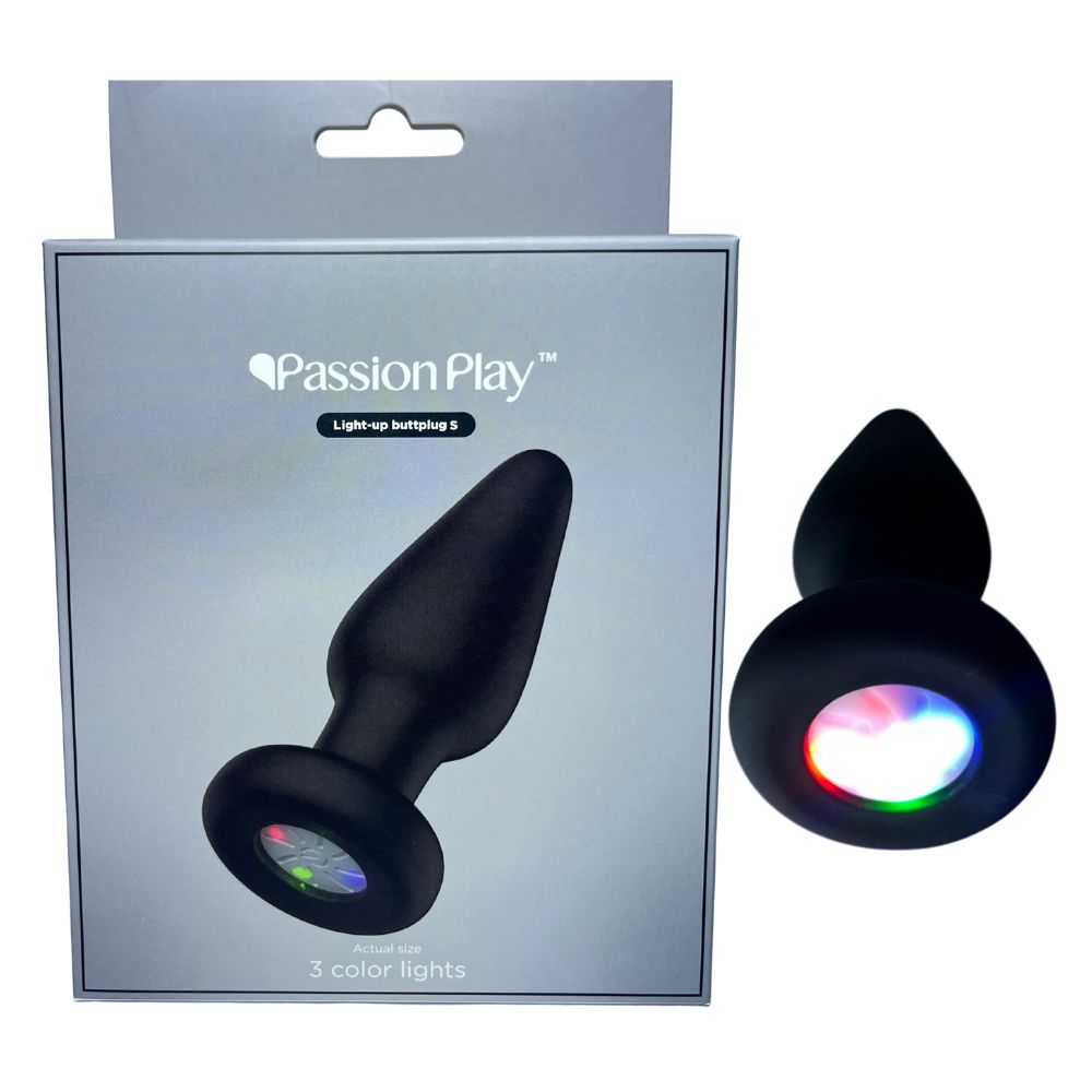 Анальная пробка Passion Play с RGB-подсветкой, чёрная, 8.6 х 4 см (341302), zoom