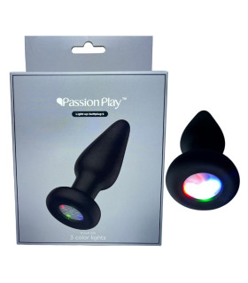 Анальная пробка Passion Play с RGB-подсветкой, чёрная, 8.6 х 4 см - No Taboo