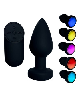 Анальная вибропробка 7 режимов Passion Play с LED-подсветкой 5 цветов, с пультом, чёрная, размер M - No Taboo