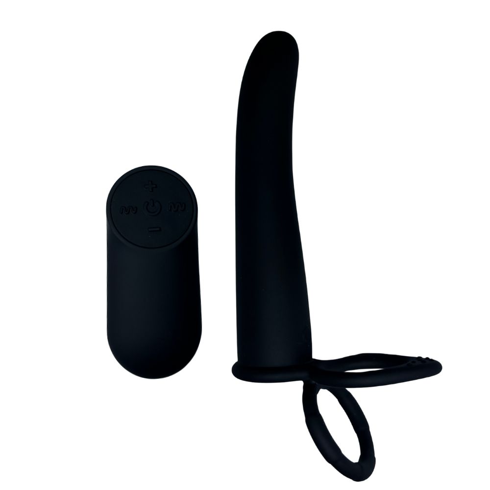 Вибронасадка для двойного проникновения Passion Play с пультом, черная, 15 х 3.7 см (341306), zoom