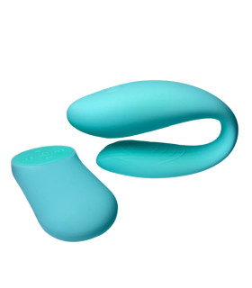 Вібратор для пар Passion Play з пультом, бірюзовий, 8.5 х 3.5 см - No Taboo