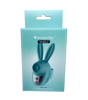 Вибратор на палец Passion Play с ушками зайчика, бирюзовый, 9.5 х 3.9 см - No Taboo