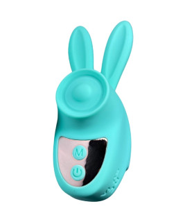 Вибратор на палец Passion Play с ушками зайчика, бирюзовый, 9.5 х 3.9 см - No Taboo