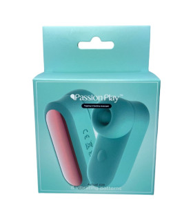 Вакуумный стимулятор с вибрацией Passion Play в форме наушника, бирюзовый, 7.2 х 3 см - No Taboo