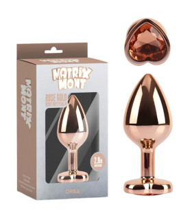 Анальная пробка Chisa Matrix Mont M с камнем в форме сердца, золотистая, 8.1 х 3.3 см - No Taboo