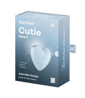 Вибратор для клитора Satisfyer Cutie Heart с всасыванием, голубой, 7.5 х 3.7 см - No Taboo
