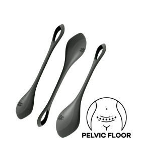 Набор вагинальных шариков Satisfyer Yoni Power 2, черные, 3 шт - No Taboo