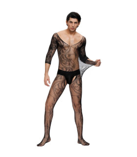 Комбинезон мужской Star Night с доступом, в сеточку, черный, XS-M - No Taboo