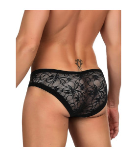 Трусы мужские Star Night полупрозрачные, с кружевом, черные, L - No Taboo