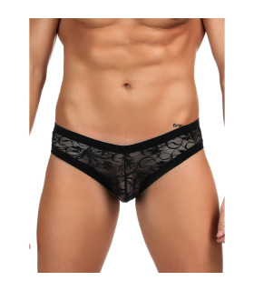 Трусы мужские Star Night полупрозрачные, с кружевом, черные, L - No Taboo