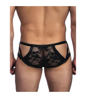 Трусы мужские Star Night с кружевом и вырезами, черные, M - No Taboo