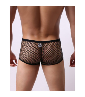 Мужские трусы в сетку Star Night Fishnet Boxer черные, М - No Taboo