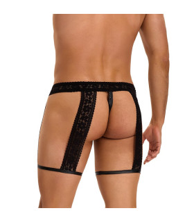 Мужские трусы открытые Star Night с кружевом, черные, M - No Taboo