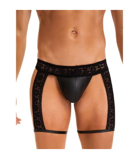 Мужские трусы открытые Star Night с кружевом, черные, M - No Taboo
