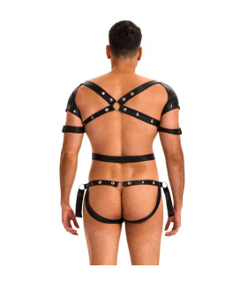 Боди-портупея мужская Star Night с ограничителями и молнией, черная, L - No Taboo