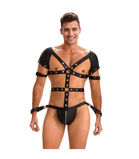 Боди-портупея мужская Star Night с ограничителями и молнией, черная, L - No Taboo