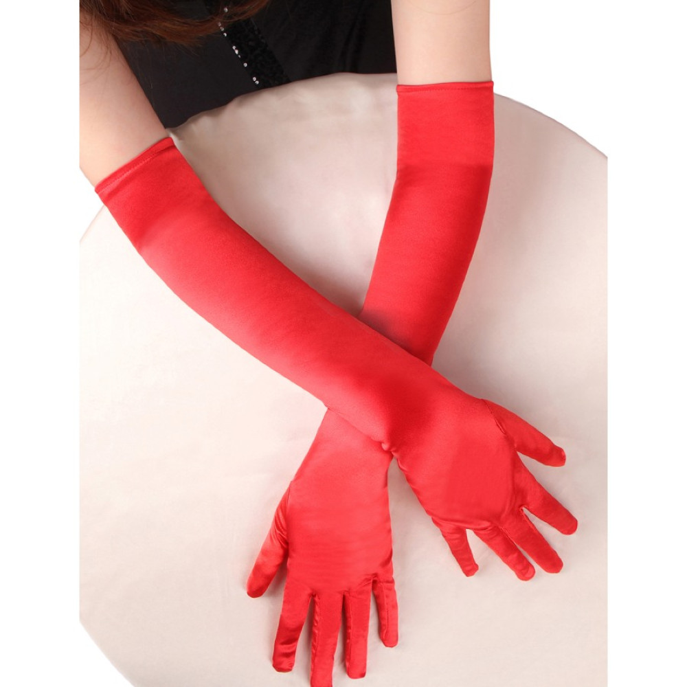 Длинные перчатки Star Night выше локтя, красные, 55 см (341239), zoom