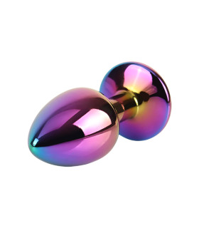 Анальная пробка Chisa Matrix Mont S с разноцветным камнем, радужная, 7.1 х 2.7 см - No Taboo