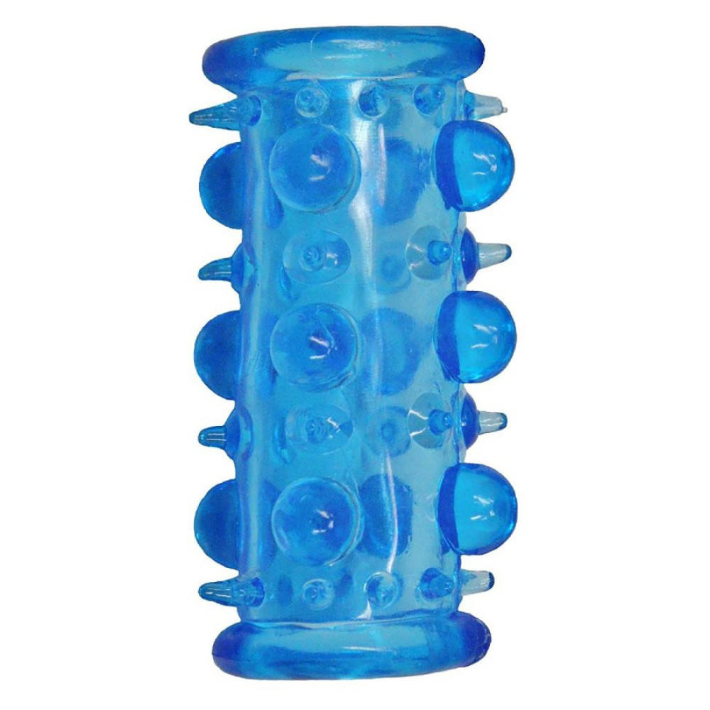 Насадка на пеніс еластична Dreamtoys зі стимулюючими кульками, блакитна, 7.5 х 3 см (4163), zoom