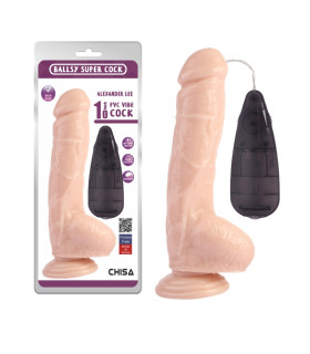 Вибратор гигант Chisa Alexander Lee с пультом, на присоске, бежевый, 25.5 х 5 см - No Taboo