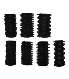 Набір насадок на пеніс Dreamtoys All Time Favorites з різними текстурами, чорний, 7 шт - No Taboo