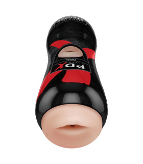 Мастурбатор-рот Pipedream PDX Elite з вібрацією, кібершкіра, чорний, 17.5 х 7.4 см - No Taboo