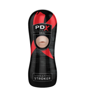 Мастурбатор-рот Pipedream PDX Elite з вібрацією, кібершкіра, чорний, 17.5 х 7.4 см - No Taboo