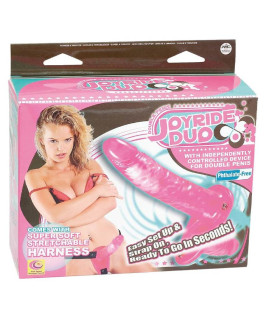 Страпон двойной на ремнях NMC Joyride Duo с вибрацией и пультом, розовый, 20 х 3.3 см - No Taboo