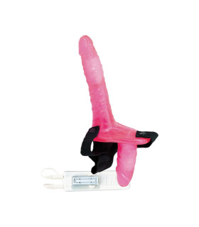 Страпон двойной на ремнях NMC Joyride Duo с вибрацией и пультом, розовый, 20 х 3.3 см - No Taboo