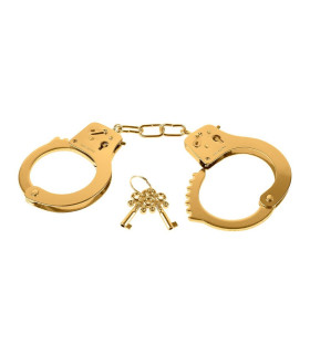 Металлические наручники Pipedream Fetish Fantasy с ключиками, золотистые, 28 см - No Taboo