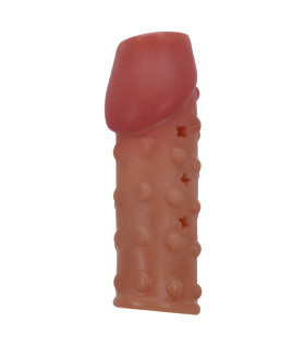 Насадка на пеніс Pretty Love рельєфна, з пупирками, бежева, 19.8 х 2.8 см - No Taboo