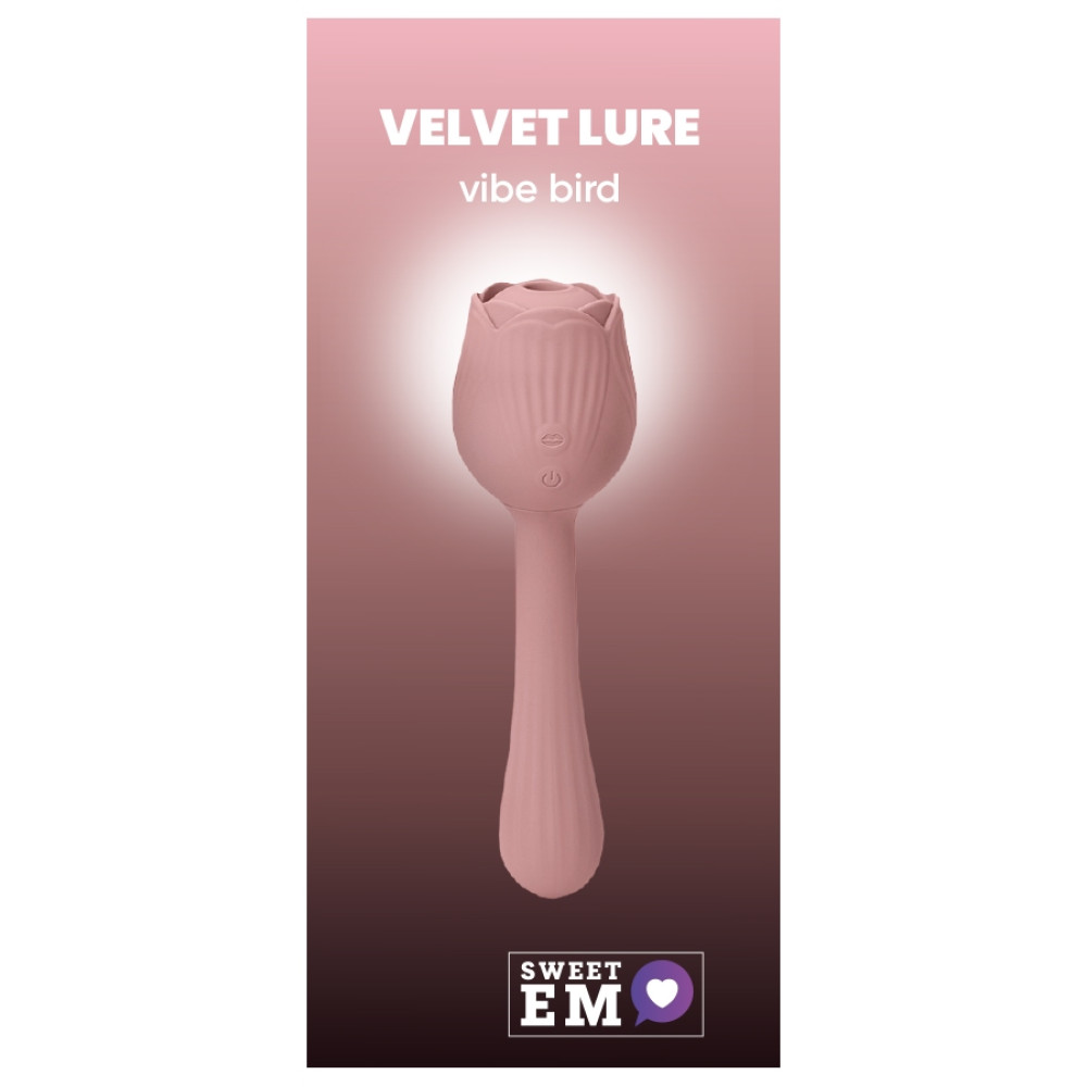 Двойной вибратор Sweet Em Vibe Bird в виде тюльпана с волновой стимуляцией, розовый, 18.8 х 5.5 см (214099), zoom