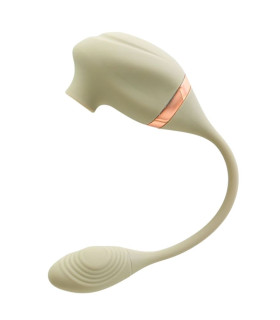 Вібратор для точки G Sweet Em Love Egg з вакуумною стимуляцією клітора, зелений, 24.5 х 4.2 см - No Taboo