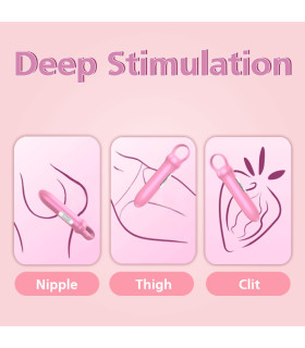 Мини-вибратор Every Night Toys Merry с кольцом, светло-розовый, 12.6 х 2.2 см - No Taboo