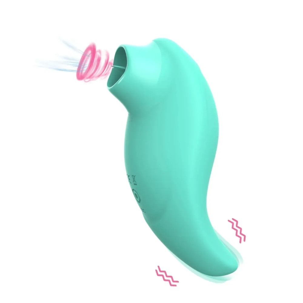 Вибратор для клитора Every Night Toys Jen с стимулирующим язычком, зеленый, 11 х 5.1 см (341037), zoom