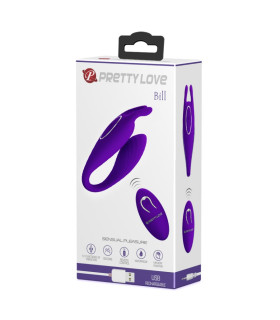 Вібратор для пар Pretty Love Bill з пультом, фіолетовий, 11.8 х 2.6 см - No Taboo