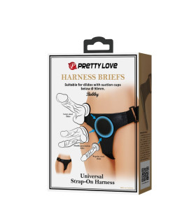 Трусики для страпона Pretty Love на ремнях, черные, 58-86 см - No Taboo