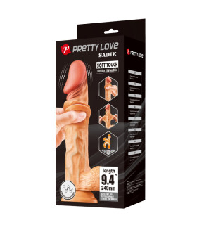 Вибратор с пультом Pretty Love Sadik двухслойный, на присоске, бежевый, 24 х 5 см - No Taboo