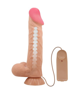 Вибратор с пультом Pretty Love Sadik двухслойный, на присоске, бежевый, 24 х 5 см - No Taboo