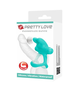 Эрекционное виброкольцо Pretty Love Passionate Dante с ушками для клитора, зеленое, 8.7 х 3.3 см - No Taboo