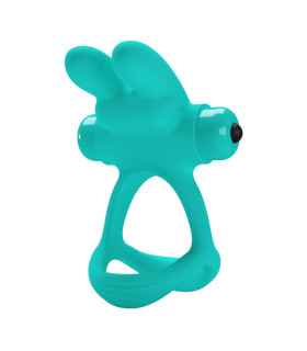 Эрекционное виброкольцо Pretty Love Passionate Dante с ушками для клитора, зеленое, 8.7 х 3.3 см - No Taboo