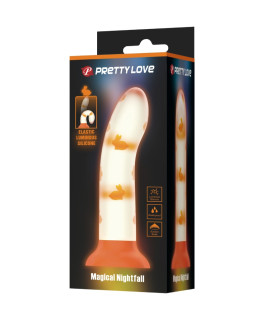 Фаллоимитатор на присоске Pretty Love Magical Nightfall, светящийся в темноте, оранжевый, 17 х 3.3 см - No Taboo