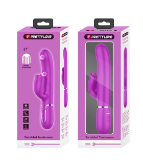 Вібратор-кролик Pretty Love Gigi з пульсацією та язичком для стимуляції клітора, фіолетовий, 22.8 х 3.4 см - No Taboo