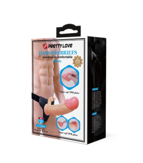 Страпон полый Pretty Love Mavis с клиторальным отростком, бежевый, 19 х 4.6 см - No Taboo