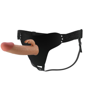 Страпон полый Pretty Love Mavis с клиторальным отростком, бежевый, 19 х 4.6 см - No Taboo