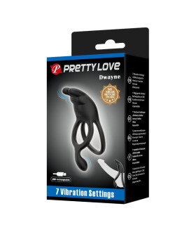 Эрекционное виброкольцо Pretty Love Seth двойное, черное, 12.1 х 4.5 см - No Taboo