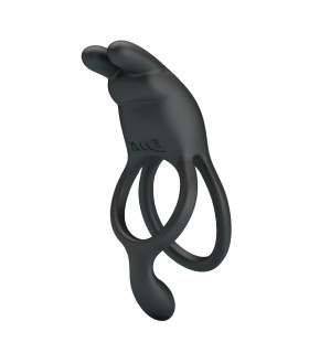 Эрекционное виброкольцо Pretty Love Seth двойное, черное, 12.1 х 4.5 см - No Taboo