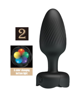 Анальний вібратор Pretty Love Varian з мерехтливим підсвічуванням, чорний, 10.8 х 3.8 см - No Taboo